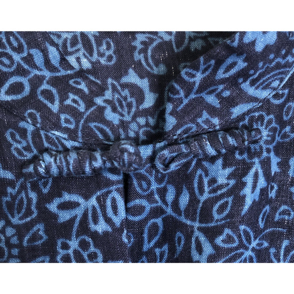 SPRING BREEZE Italian Tunic Sz M Blue Linen Cotton Button Up Mandarin Lagenlook‎ - Picture 12 of 13